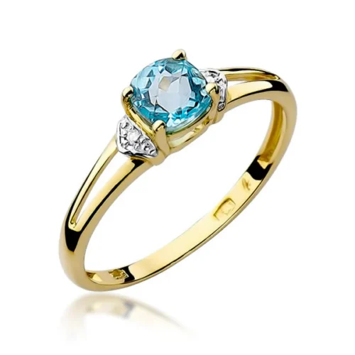 Inel Aur cu Topaz 0.70 si Diamante 0.01 ct