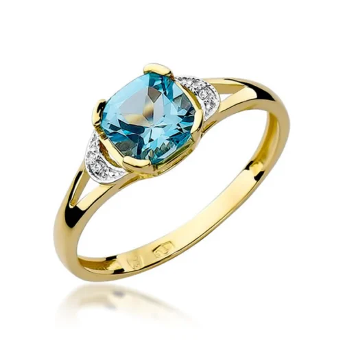 Inel Topaz cu Diamante Celeste 1.10 ct