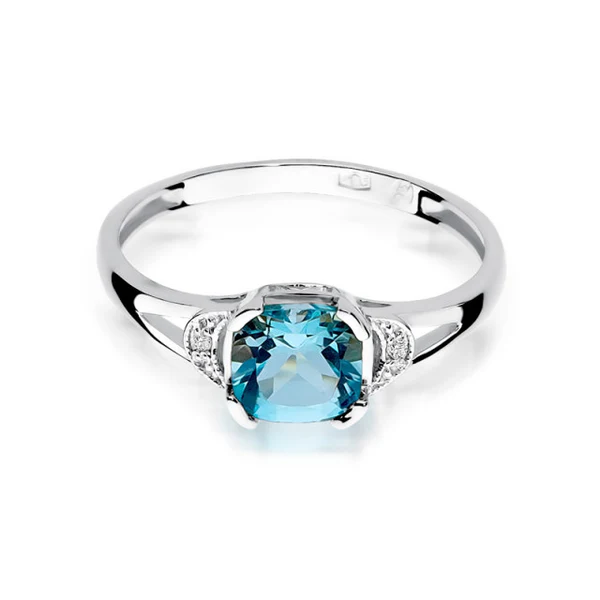 Inel Topaz cu Diamante Celeste 1.10 ct 6 Inel Topaz cu Diamante Celeste 1.10 ct - imagine 6
