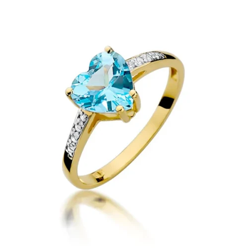 Inel Aur Inima cu Topaz albastru si Diamante Azure Brilliance