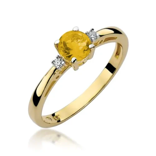 Inel Aur cu Citrin si Diamante Soleil