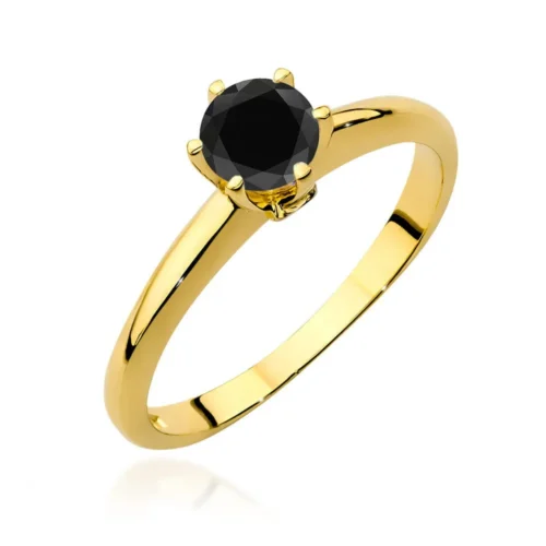 Inel Aur cu Diamant Negru si Diamante Ebony