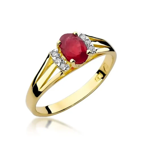 Inel Aur cu Garnet si Diamante Crimson Glow