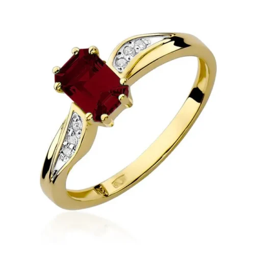 Inel Aur cu Granat Burgundy