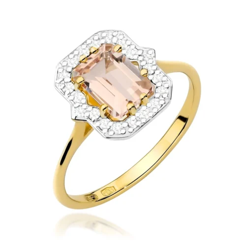 Inel Aur cu Morganit si Diamante Rosalina