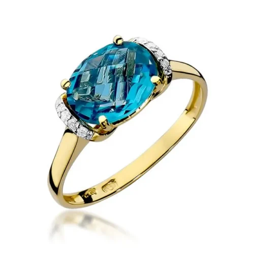 Inel Aur cu Topaz si Diamante Rosalind