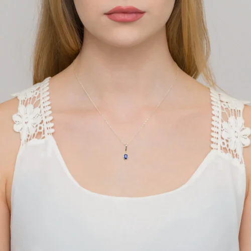 Pandantiv Aur cu Safir si Diamante Stellar Glow
