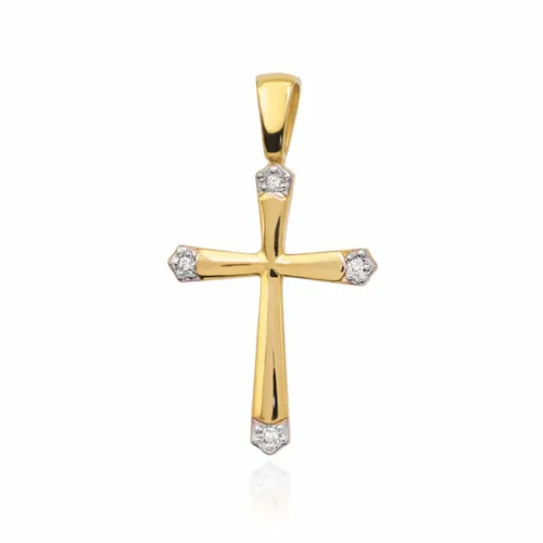 Pandantiv Cruce cu 4 Diamante 0.02 ct
