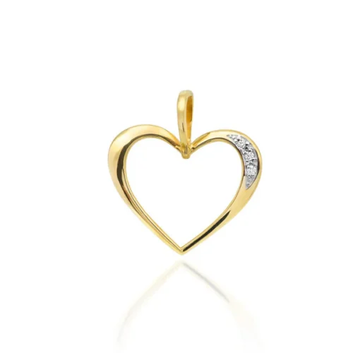 Pandantiv Inima Aur cu 3 Diamante 0.025 ct