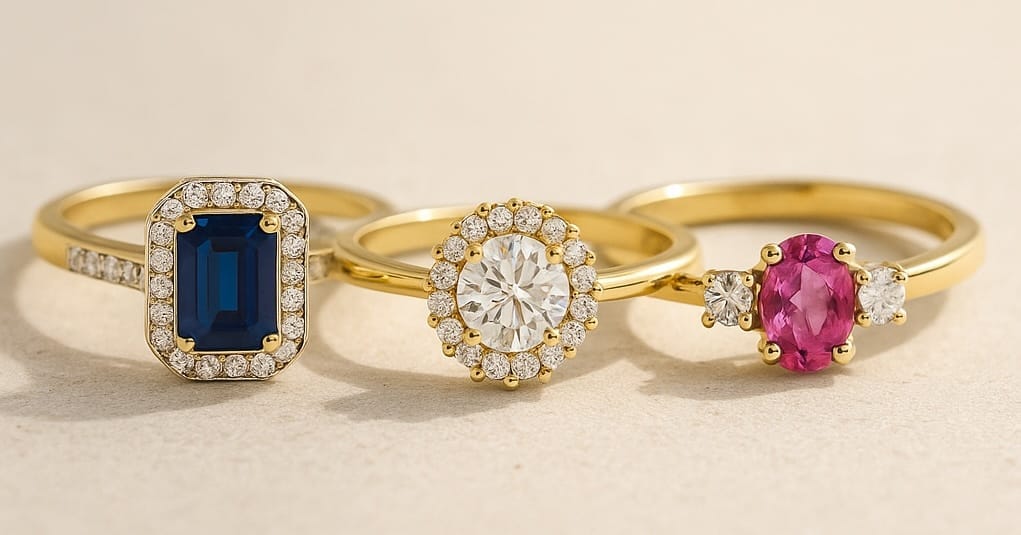 Safir vs. diamant: ce alegi pentru un inel de logodnă? 5 Safire în culori variate pentru inele de logodnă - albastru, roz, alb
